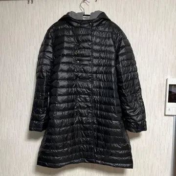 블랙 후드 부착 다운 자켓 3L 사이즈