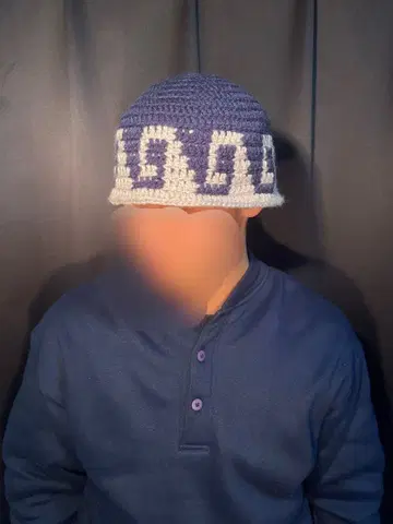 크러셔 모자 물결 무늬 네이비 블루 그레이