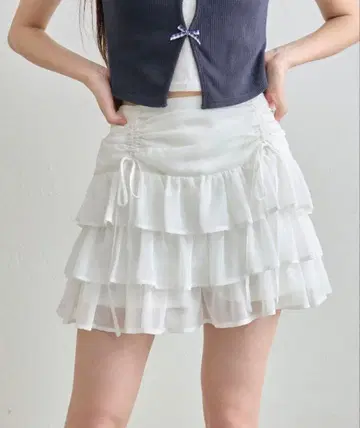 OLIVE des OLIVE 드로스트 캉캉 스커트 화이트