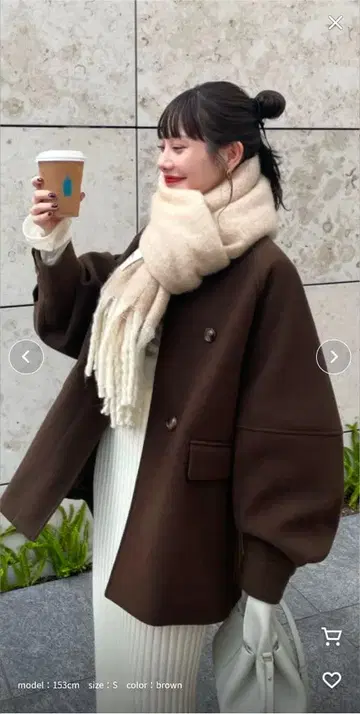 [ 새상품 미사용 ] 웨이브 디자인 미들 코트 S hinari