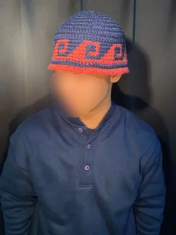 크러셔 모자 물결 무늬 터콰이즈 블루 짙은 핑크 색상