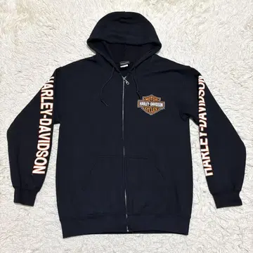 할리데이비슨 지퍼 후드티 블랙 M 소매 로고