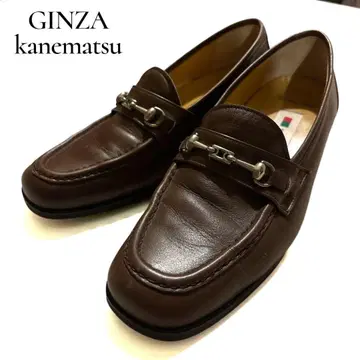 새상품급 긴자 카네마츠 비트 로퍼 골드 금장 장식 가죽 천연 가죽 23