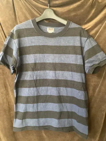 리얼 맥코이 파랑 x 블랙 보더 T셔츠