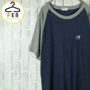 [빈티지] 구제 의류 래글런 슬리브 T셔츠 링거넥 프린트 로고 L