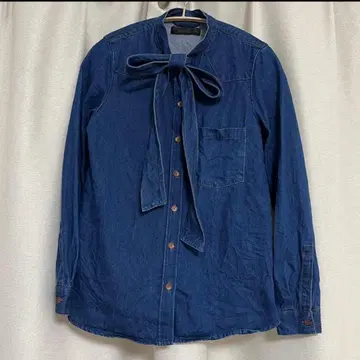 [ 새상품급 ] ZARA 데님 보타이 셔츠 S