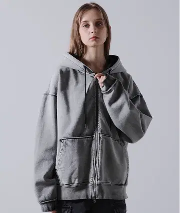 [ 가격 인하 ] [ CLEL ] 헤비 웨이트 로고 자수 풀 집업 후드티