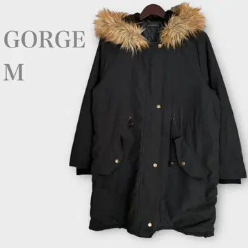 골지 후드 부착 모즈 코트 퍼 블랙 M 퀼팅 아우터