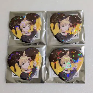 하츠네 미쿠 트레이딩 반짝반짝 하트 캔뱃지 카가미네 렌 4개 세트