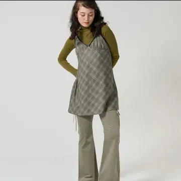 TINA: JOJUN 파이핑 체크 점프 스커트 체크 원피스