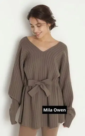 Mila Owen 리본 포함 스트라이프 니트