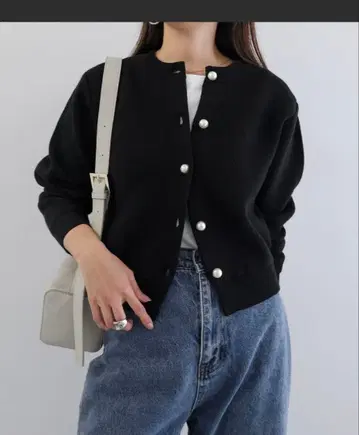 블랙 펄 버튼 가디건