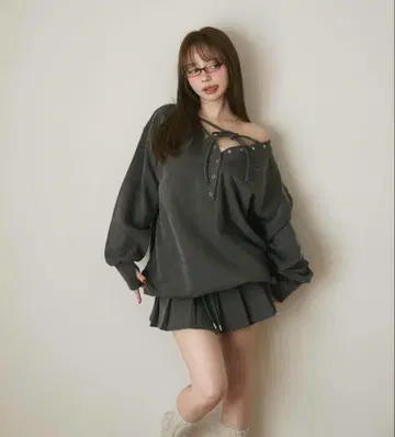 andmary 루즈 리본 세트업 상의만