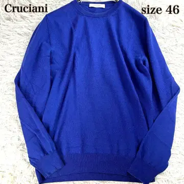 [새상품급] 크루치아니 크루넥 니트 네이비 하이 게이지 M 울 이탈리아제