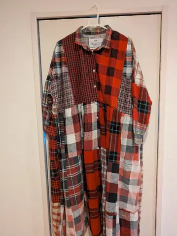 RERE 택 포함 체크 무늬 롱 셔츠