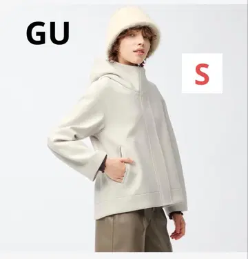 [ 미사용 새상품 ] GU 지유 코지 멜톤 숏 후디 코트 S 인기