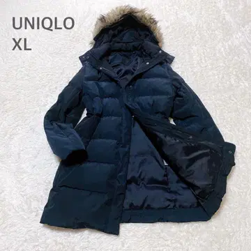 유니클로 XL 다운 코트 네이비 퍼 후디드