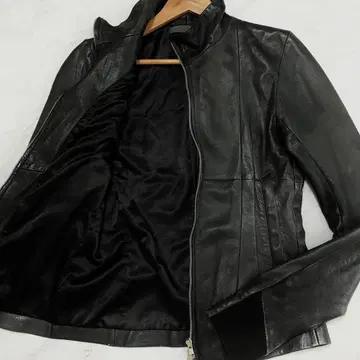 [ 새상품급 ] EKAM 스탠드 카라 가죽 자켓 블랙 양가죽 S