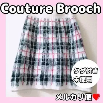 미사용 택 포함 쿠튀르 브로치 퍼지 스커트 체크 M