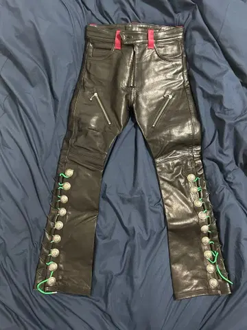 blackmeans 가죽 팬츠 네이비 호스 가죽 22ss