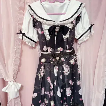 LIZLISA Salon de Fraise 패턴 원피스 블랙