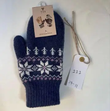 몽골 울트라 웜 니트 장갑 몽골TOD사 네이비 눈꽃 무늬