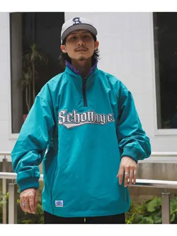 Schott 하프 지퍼 나일론 자켓 블루종