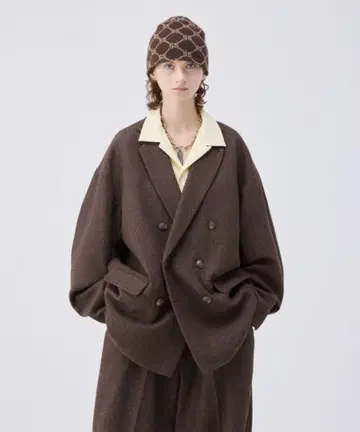 soerte 오버 사이즈 더블 브레스트 자켓 브라운 사이즈 1