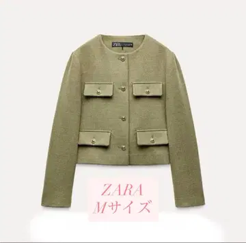 [ ZARA ] 플랩 크롭 자켓 골드 버튼 블레이저