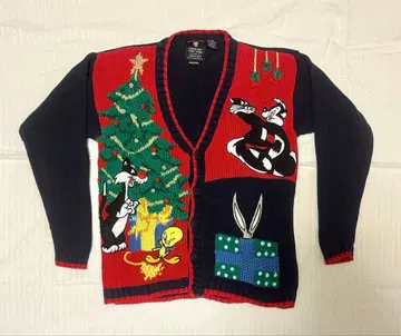루니툰 90s 크리스마스 니트 가디건 빈티지