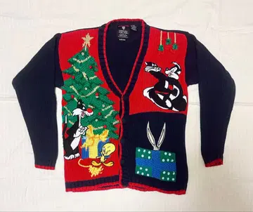 루니툰 90s 크리스마스 니트 가디건 빈티지