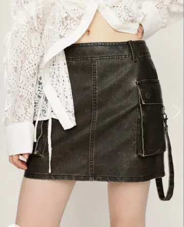 SLY 3D PK F/LEATHER MINI 스커트