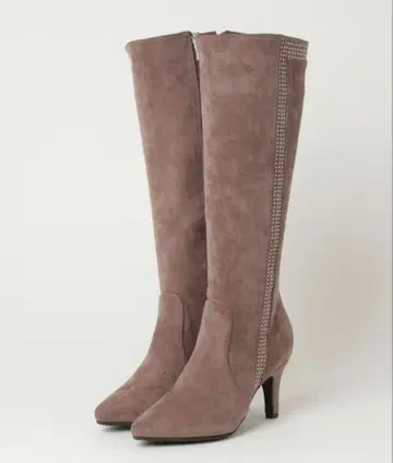 택 포함 새상품 Parade 큐빅 장식 스웨이드 롱 부츠 베이지