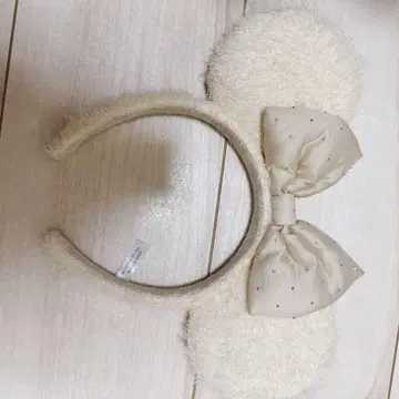 [ 신상 ] 디즈니랜드 미니 리본 모헤어 머리띠 화이트