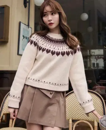 Heart Fair Isle Knit Pullover espresso