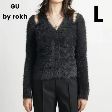 GU 인기 완판 컷 아웃 가디건 by rokh 블랙 L 콜라보