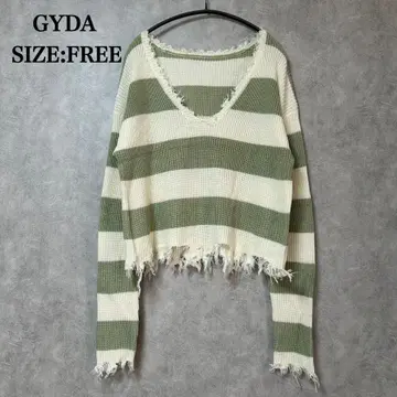 새상품급 GYDA V넥 스트라이프 니트 스웨터 프리