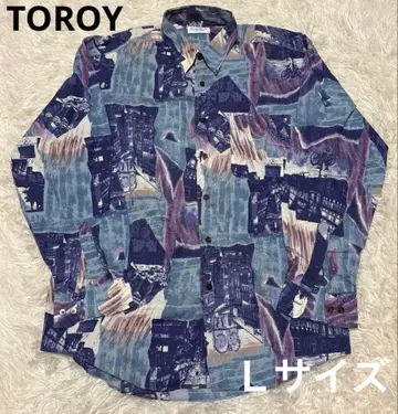 TOROY 트로이 도시 풍경 프린트 긴팔 셔츠 암 벌룬 L 사이즈