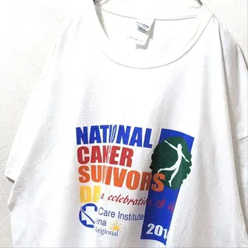 길단 내셔널 캔서 서바이벌 생일 T셔츠 화이트 XL 구제 의류