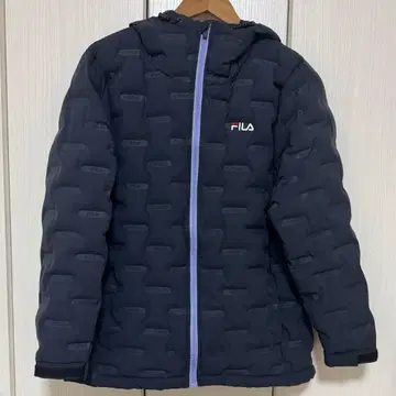 FILA 휠라 M 사이즈 패딩 자켓 후드 부착 안감 알루미늄 가공 네이비