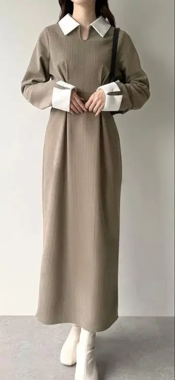 바이컬러 코듀로이 타이트 원피스