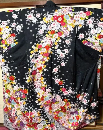 블랙 벚꽃 모란 후리소데 기장 166 빅