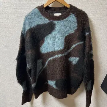 미사용품 Ungrid 언그리드 샤기 자카드 니트 브라운