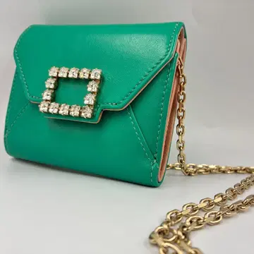 컨디션 최상 ROGER VIVIER 3단 폴더형 지갑 숄더 지갑 스트라스