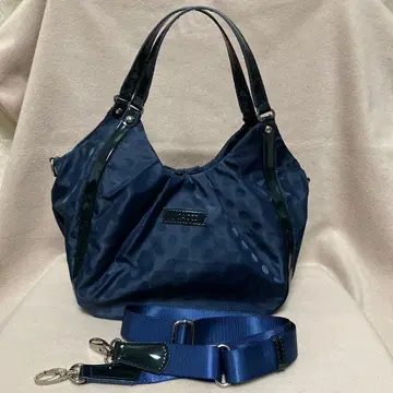 네이비 컬러 도트 패턴 2way 토트백