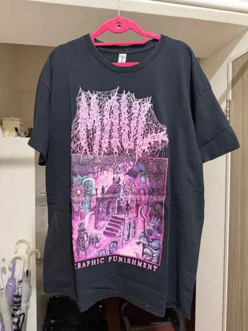 MAUL GILDAN XL 그래픽 프린트 T셔츠 블랙 데스메탈