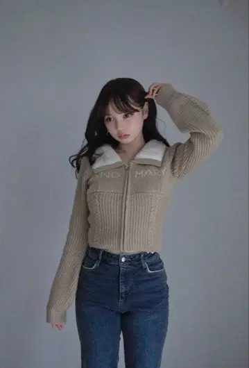 앤드마리 andmary Mary 로고 집업 탑