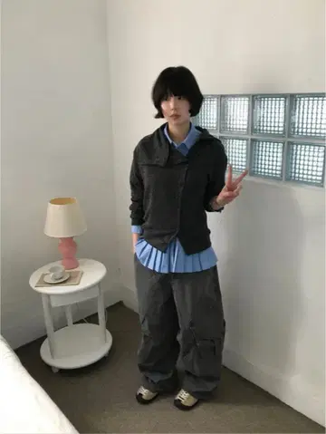 nugu 하트 카고 스트링 팬츠