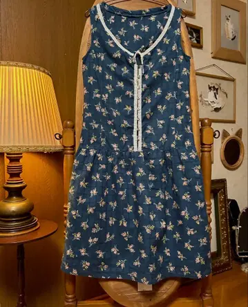 70s 80s 유럽 프랑스 앤티크 구제 빈티지 꽃무늬 원피스