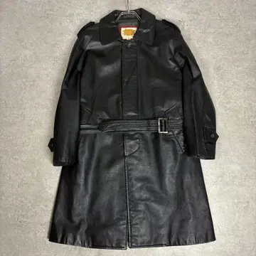 가죽 천연 가죽 롱 코트 벨티드 블랙 M 견장 히요쿠 트렌치